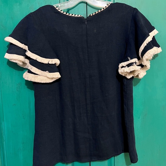 Moon River Blue Ruffle Sleeves Top - Picture 3 of 3